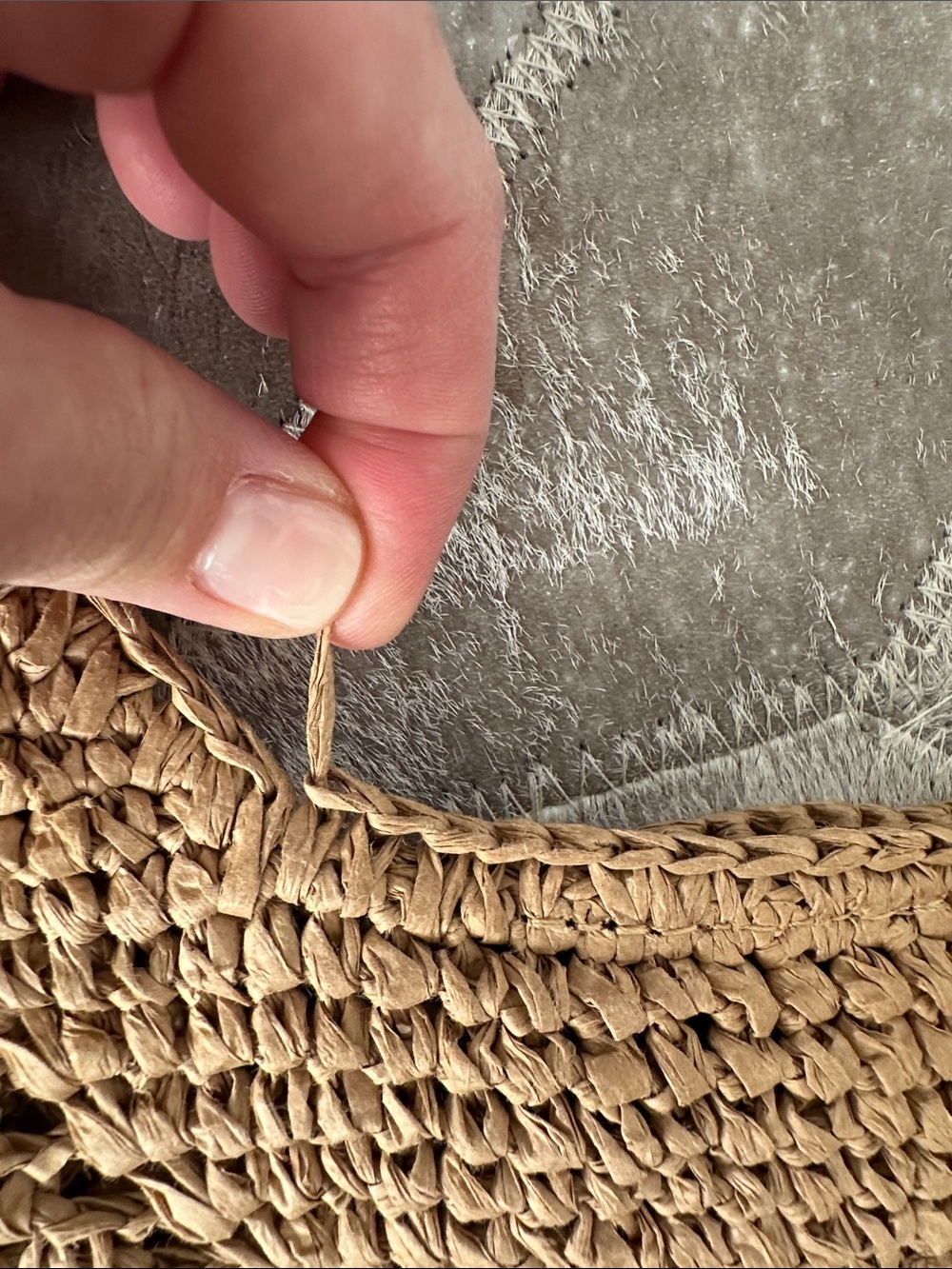 Madewell Woven Straw Hobo Bag with Black Handle and Gold Accents - Picture 8 of 8